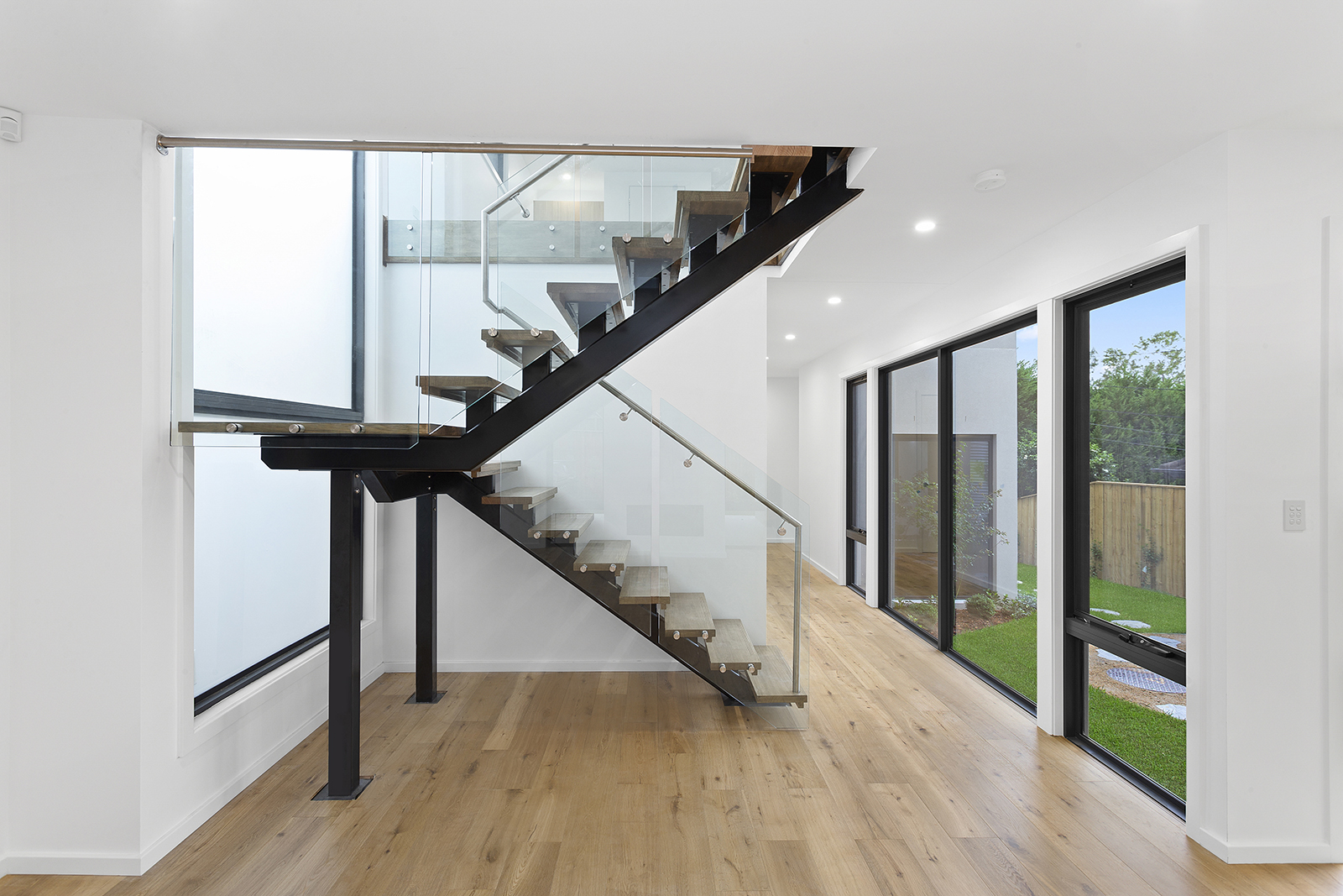 Staircase in modern home entry
