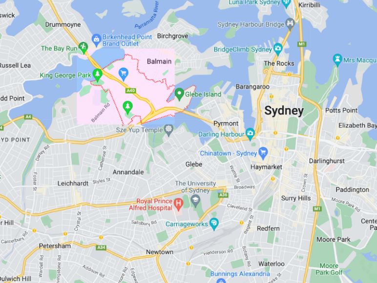 Google map of rozelle nsw