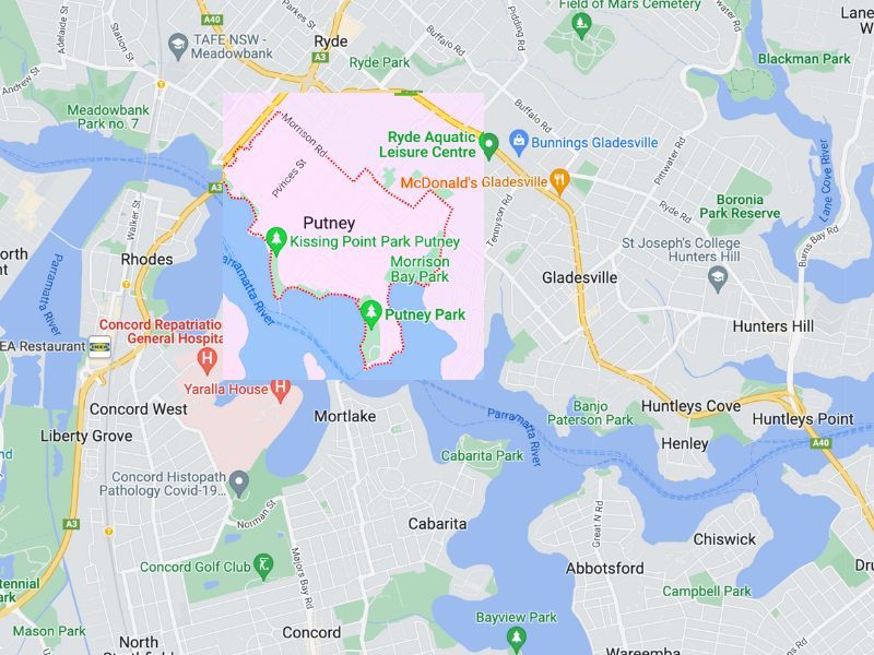 Google map of putney nsw