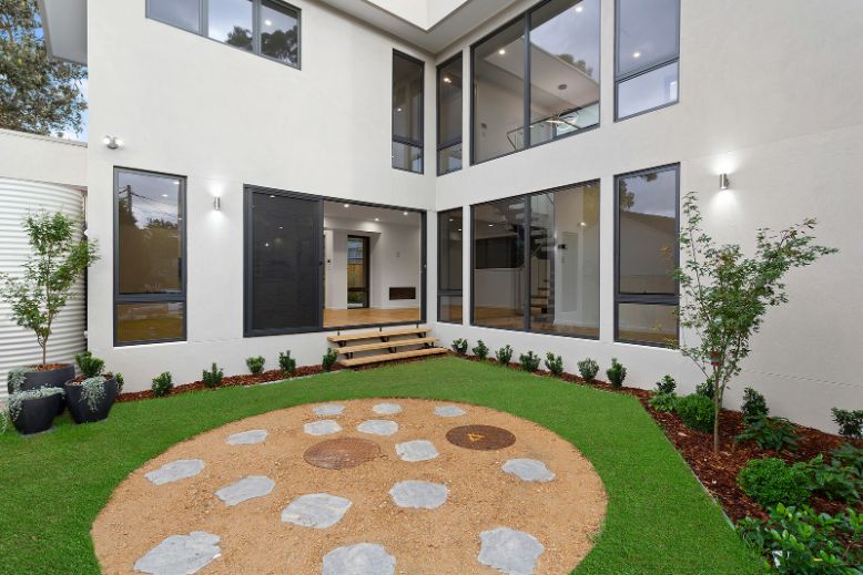 Courtyard behind new home build