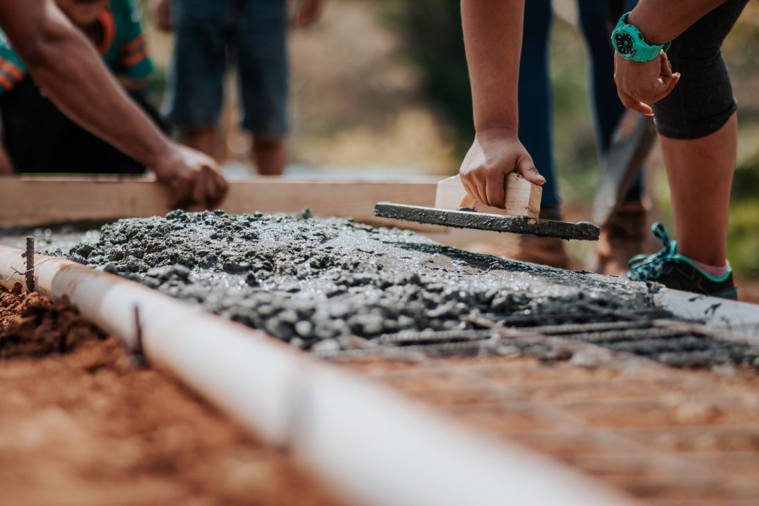 Builders working on a house build